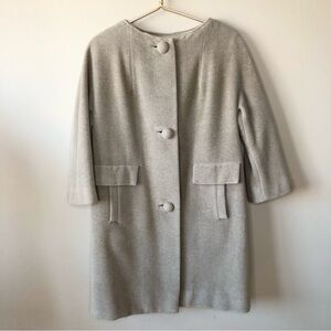 Vintage 60s Taupe Wool Cashmere Feminine Coat S/M